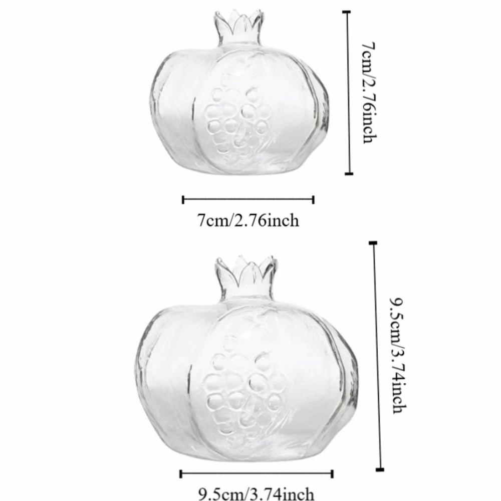 Unique Shape Transparent Pomegranate Glass Vase Red Decorative Hand-Blown Glass Vase Hydroponic Flower Vase Desktop Ornament