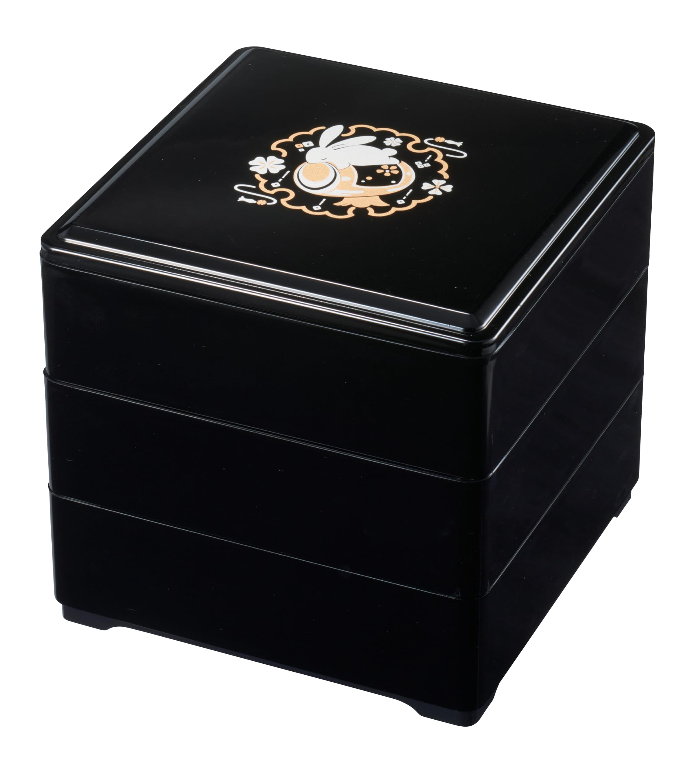 

Wakaizumi Lacquerware Bento Rabbit Mallet Design 3 6.5-inch Box, Black, (Black Interior), Deep, Tiers, H-161-36A чёрный