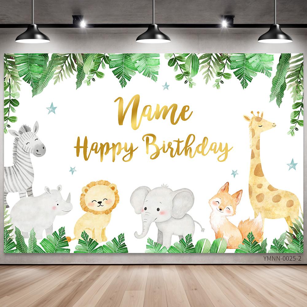Safari Wild One Birthday Photography Backdrop Jungle Animals 1st Birthday Party Newborn Baby Room Wall Gifts Custom Background