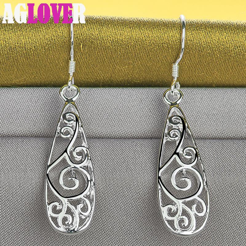 925 Sterling Silver Retro Geometric Drop Earring Jewelry