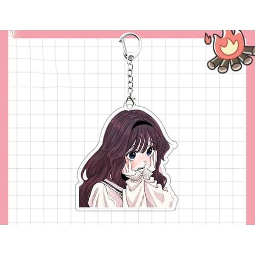 HESHI "Fragrant Flowers Bloom Boldly" Acrylic Keychain Set Featuring Kaoruko Waguri. 6-Piece Set. Moe Merchandise, Lightweight Anime Pendant, Bag Hang