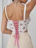 Fishbone Print Sexy Corset Camisole – European Style Backless Strappy Waist Cincher