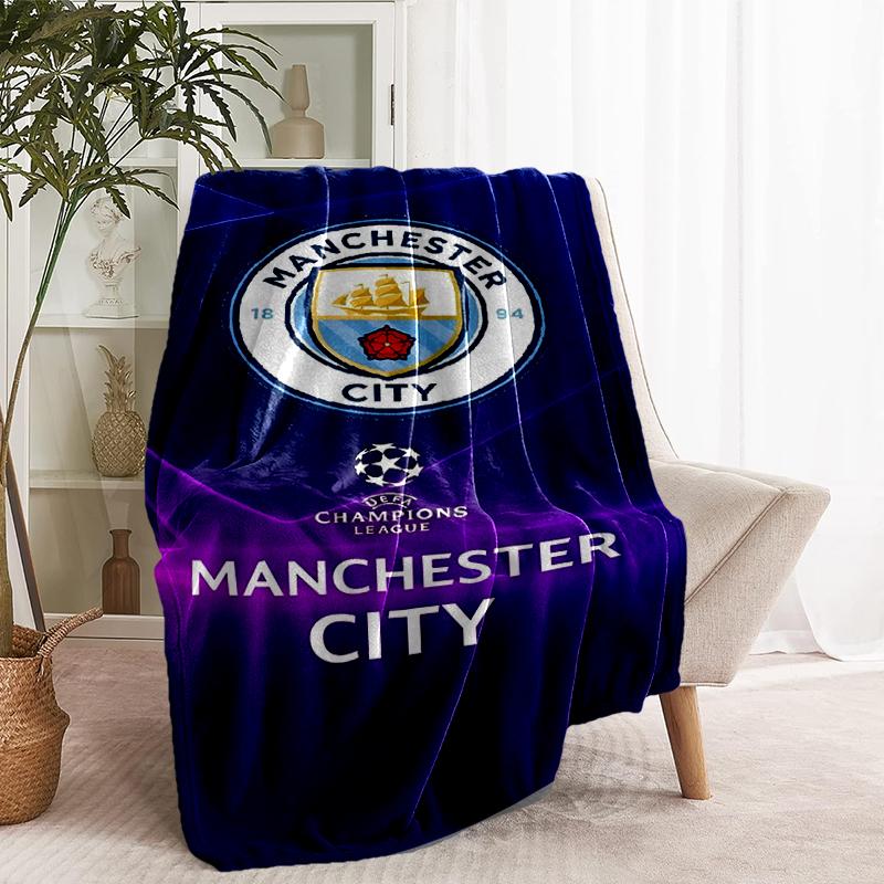 Manchester City FC Print Blanket - Soft & Comfortable, for Bedroom, Travel, Sofa, Home Decoration - Birthday Christmas Gift for Friend