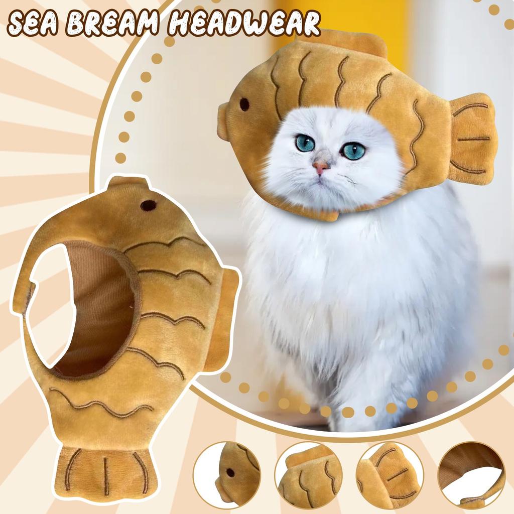 Cartoon Cat Hat, Cute Fish Shape Pet Cat Costume, Breathable Fish Shape Headdress Shape Cartoon Cat Hat, Pet Cat Headdress Plush