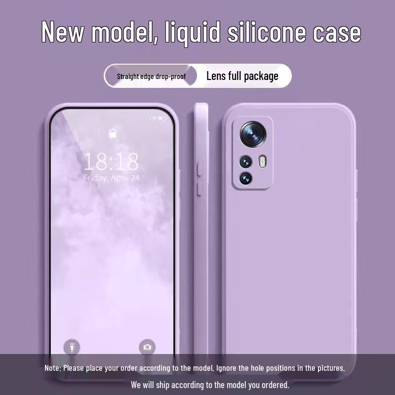 Xiaomi 12X Solid Color Liquid Silicone Case - Full Coverage, Anti-drop, Soft Straight Edge Design
