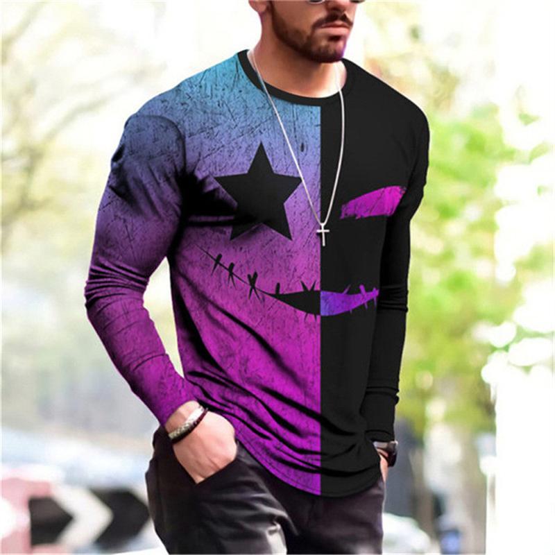 Street Hip Hop T-shirt Men Clothing O-neck Long Sleeve T Shirts 3D Print Graffiti Art Painting Fashion Autumn Harajuku Tees Top
