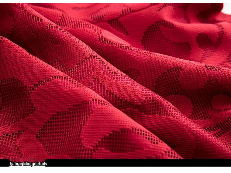 European & American Plus Size Red Lace Swing Dress - Spring/Autumn Fashion 200 Jin