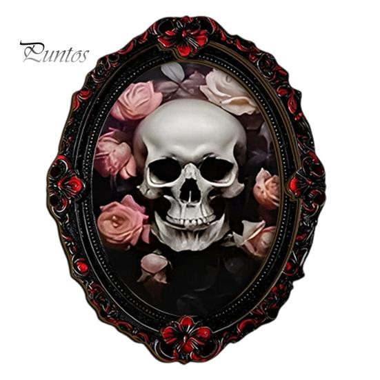 Vintage Oval Photo Frame Decor Halloween Gothic Refrigerator Magnet, Retro Fridge Magnets, Distressed Soft Magnetic Ghost Theme Stickers Dark