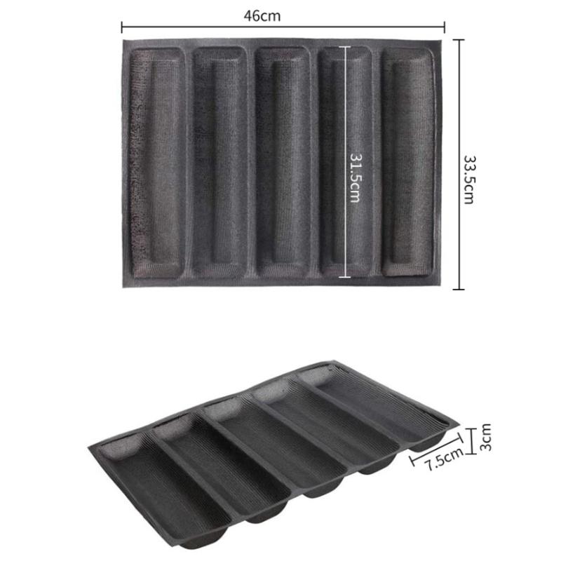

5-Cavity Reusable Silicone Mold Long Bread Shape Non-stick French Bread Baking Pan Tool Chocolate Cake Mold Baking Accessories
