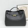 Große 45cm Echte Leder Gewebte Crossbody Tasche Damen Strukturiert Oberer Griff Schulter Mit Magnetischem