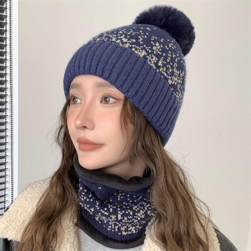 Hat female autumn and winter trendy all-ride cycling cold-proof wool hat winter electric vehicle warm windproof knitted hat