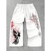 Pantaloni Lungi Drepti Streetwear Vintage Punk Gotic Femei Bărbați Cruce Jogging cu Picior Larg Largi Toamnă Iarnă