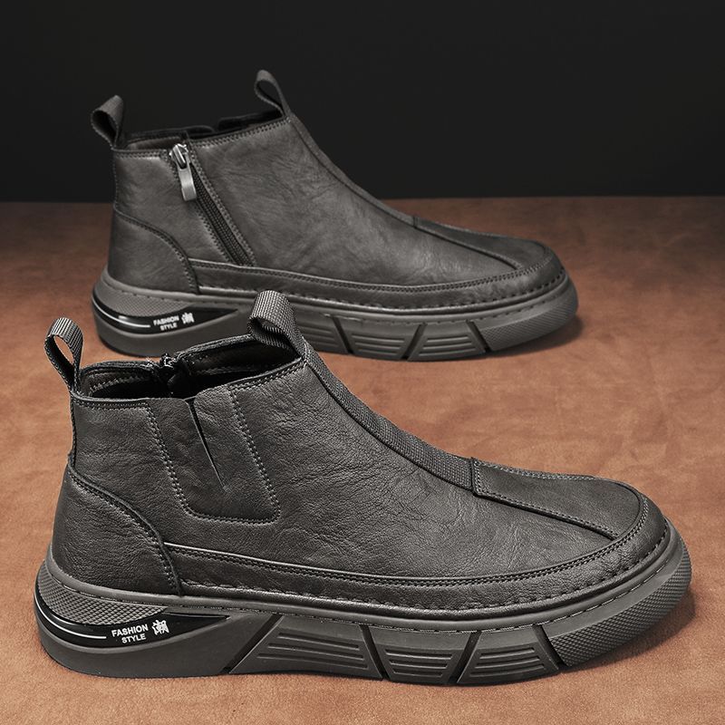 Men's shoes 2025 new high-top business leather shoes one-pedal Martin boots men's trend versatile non-slip and wear-resistant tooling shoes
