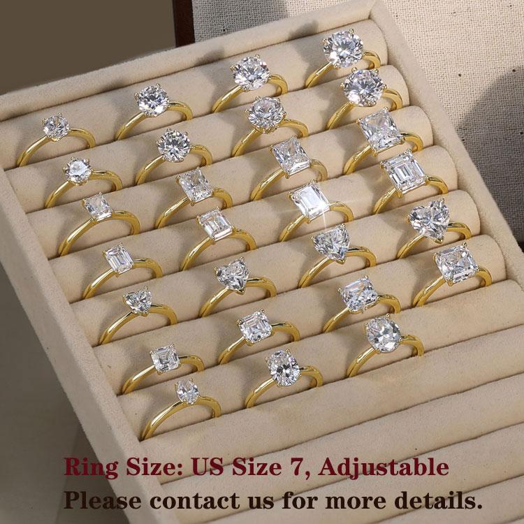 Solid 925 Sterling Silver Moissanite Lab Diamond Engagement Jewelry Bridal Set Gifts 14K Gold Plated Wedding Band VVS Women Ring