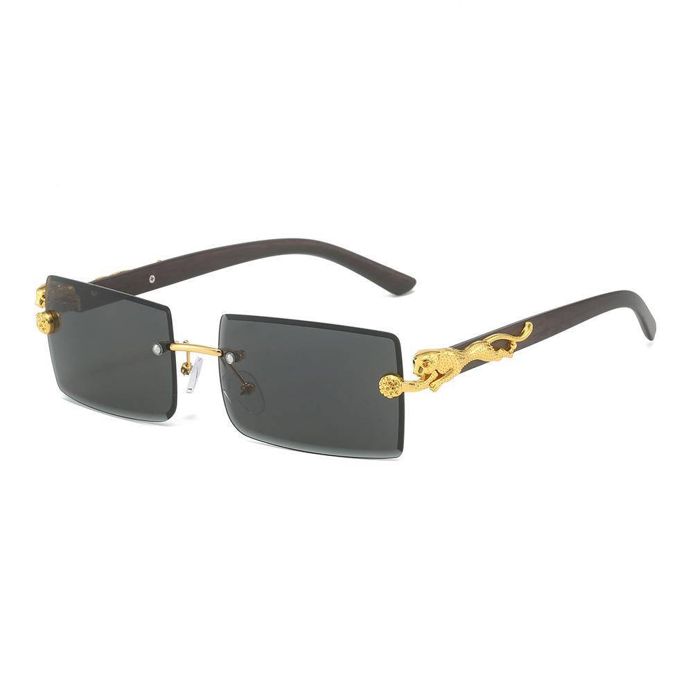 2024 Frameless Leopard Print Square Sunglasses – European & American Style