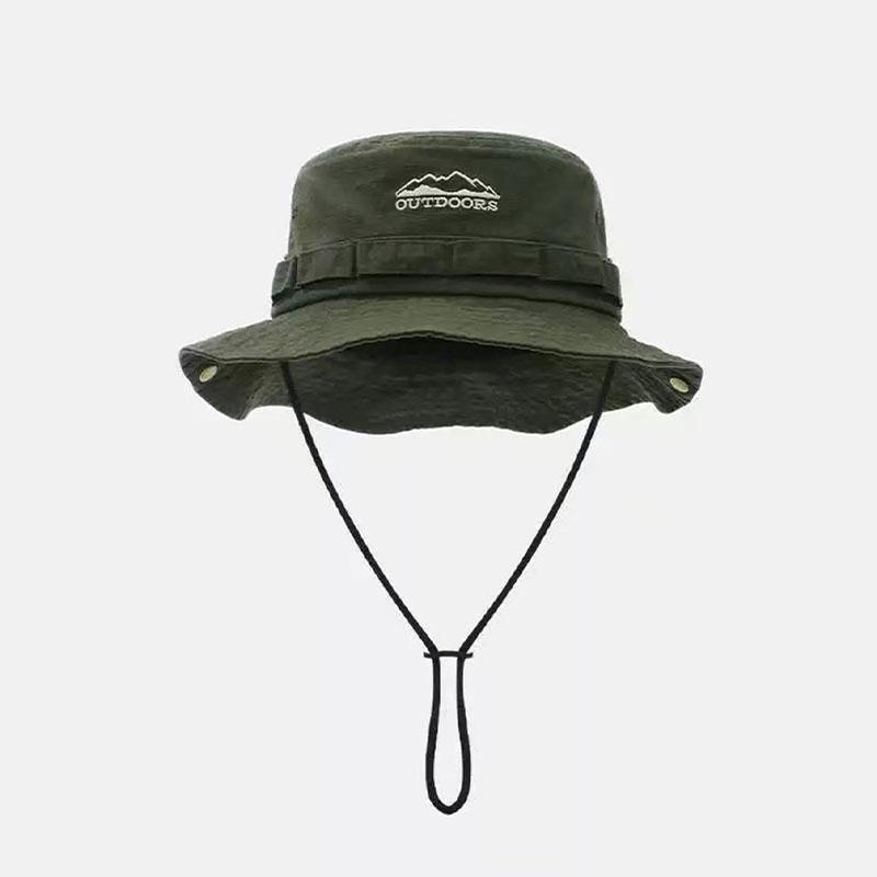 Letter Drawstring Bucket Hat Hiking Sun Protection Hat