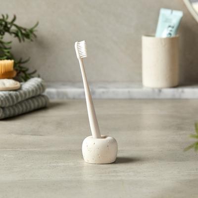 Stone White Round Toothbrush Holder (1 Unit)_BG0725001