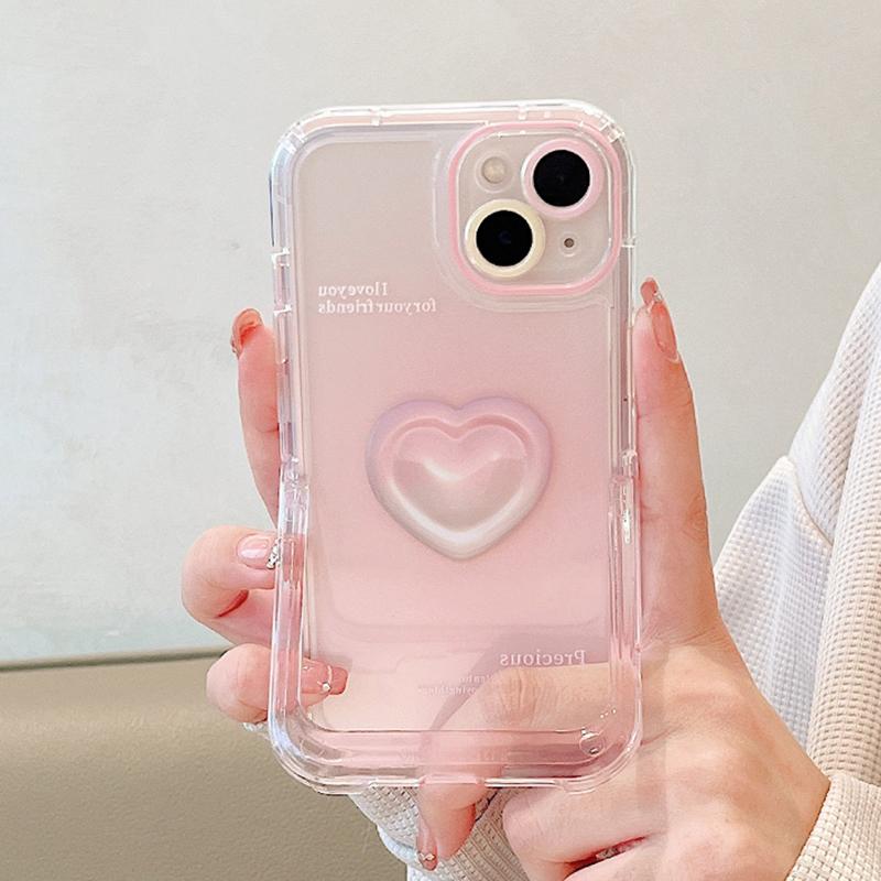 

Чехол для телефона Ins Pink Love Heart с невидимым кронштейном для Iphone 14 13 12 11 Pro Max X Xr Xs Max 14 Plus, мягкий противоударный чехол-бампер