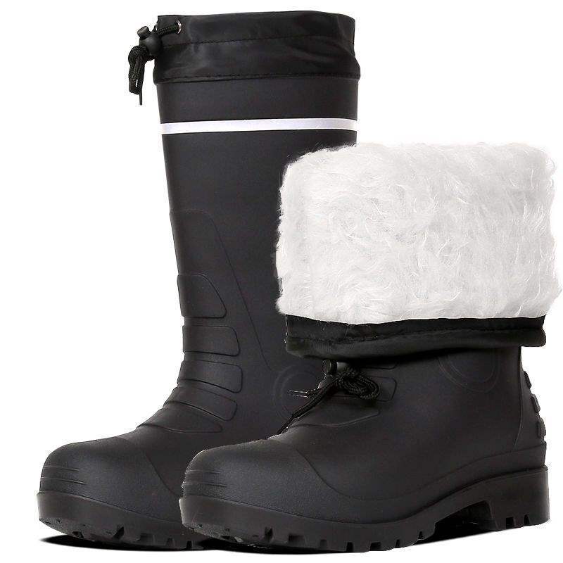Winter rain shoes fleece cold-proof men's medium tube antifreeze rain boots women's high water boots four seasons non-slip waterproof four seasons 