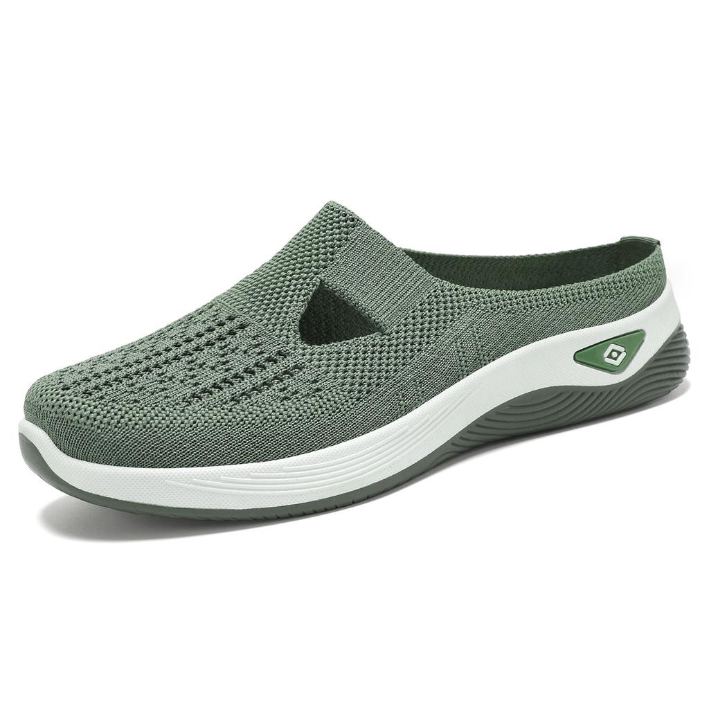 Half Slide Women Shoes Versatile Casual Shoes Breathable Closed Toe Slide Slip On Lazy Shoes Mesh Soft Bottom Single Shoes Women Comfortable Sneakers