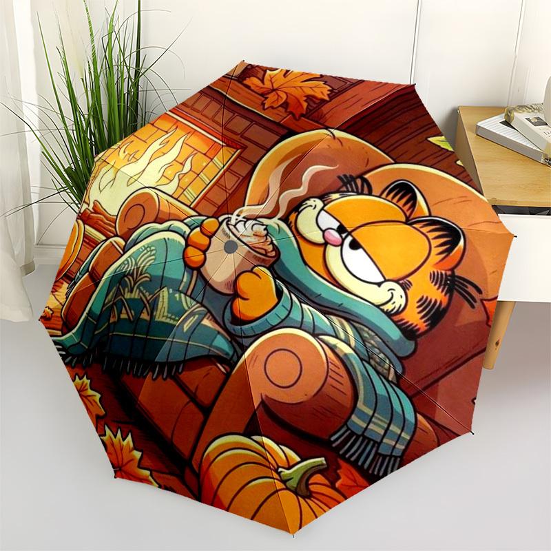 

1pc Garfield Automatic Umbrella with 8-Rib Compact Design, Foldable & Portable for Outdoor Leisure, Outdoor Umbrella yy250924192