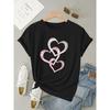 Heart Print Patterns Spring and Summer Fashion Women'S Clothing Women'S Casual Short Sleeve TShirt with Three  Aesthetic Clothes