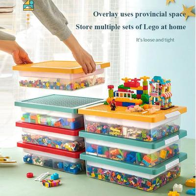 Grande casa organizador de capacidade bloco de construção transparente caixa de plástico dividida recipiente de brinquedo infantil caixa de armazenamento empilhável