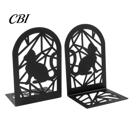 Hollow Metal Bookend 1 Pair Cat Bookends, Decorative Heavy Book Ends Stopper for Shelf, Non-Skid Black Home Office Desk чёрный