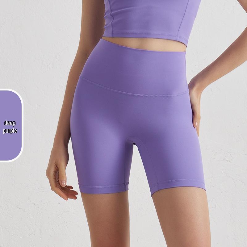 High-Waist Double-Sided Brushed Yoga Shorts - Women's European & American Style Hip-Lifting Fitness Pants