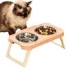 Double Bowls Pet High Footed Bowl Non-Slip Anti-flip Cat Food Water Bowl Protect Cervical Spine Multifunction Pet Food Dispenser