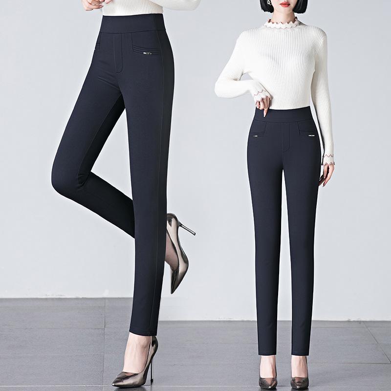 Women's High Elasticity Slimming Pencil Pants - Middle-Aged Mom, Elastic Waist, Plus Size, Spring/Autumn Leggings