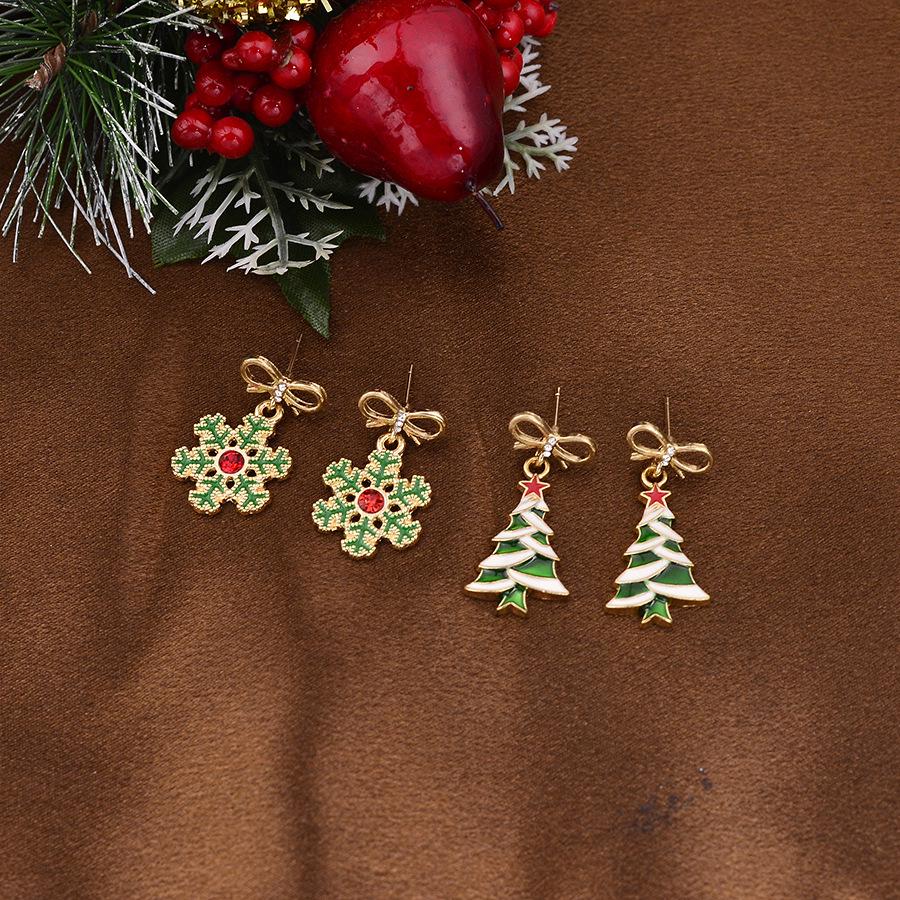 Japanese & Korean Christmas Bow Earrings - Cute Candy Cane, Snowflake, and Tree Designs