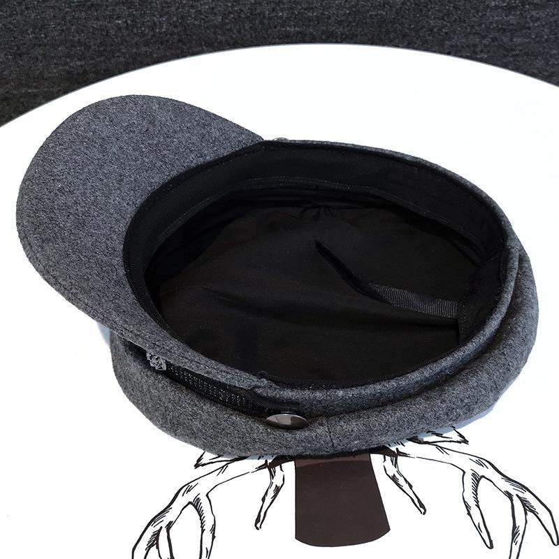 Winter hat new female tide Internet celebrity navy hat autumn and winter woolen rivet beret flat hat