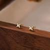 Real 925 Silver Zircon 4mm Star Tiny Stud Earrings for Women Fine Jewelry Minimalist Ear Hole Care Accessories