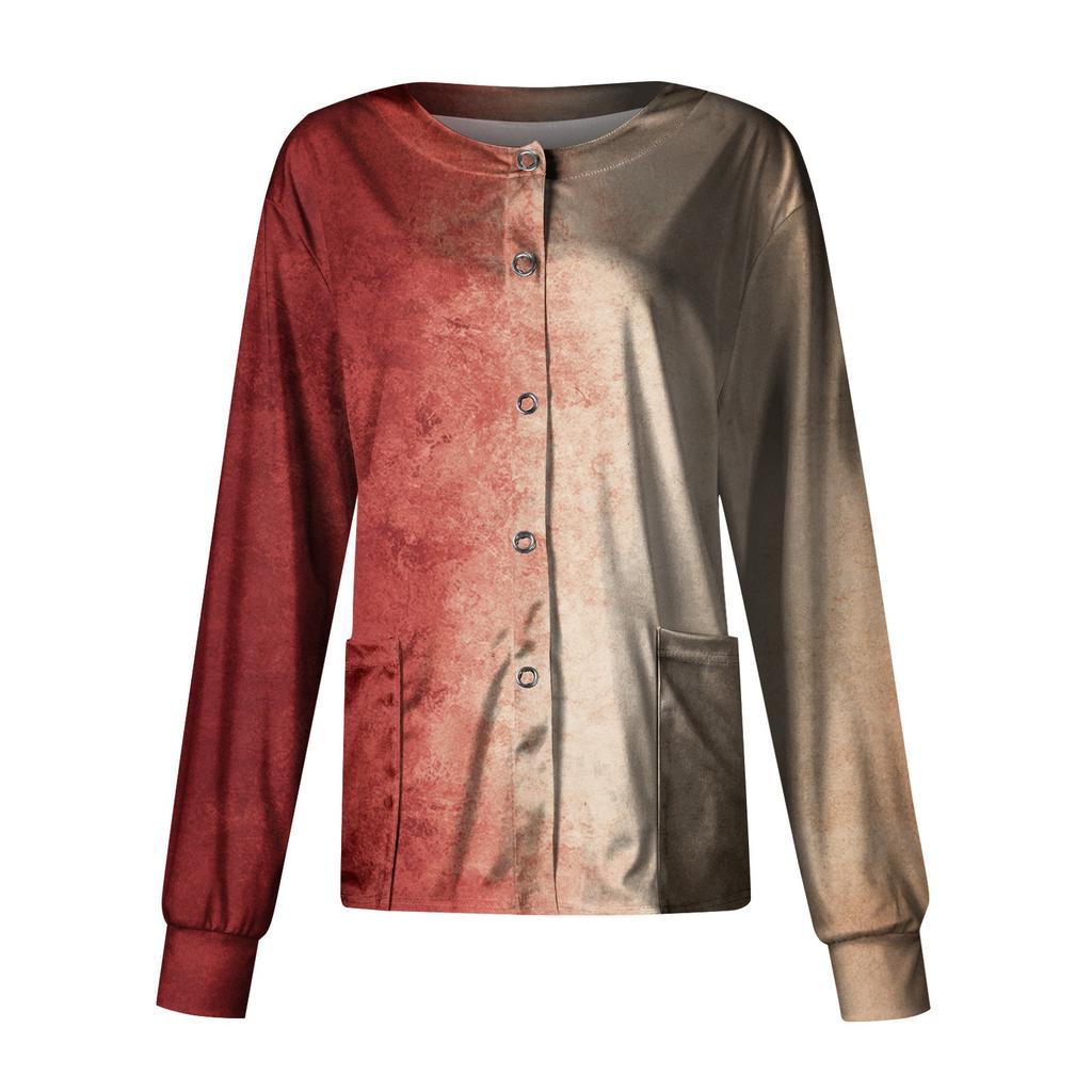 Women's Casual Long Sleeve Single Breasted  Printed Dry-nurse Top