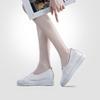 Leather summer heightening white shoes women's summer breathable Internet celebrity versatile hollow shallow mouth one pedal white shoes