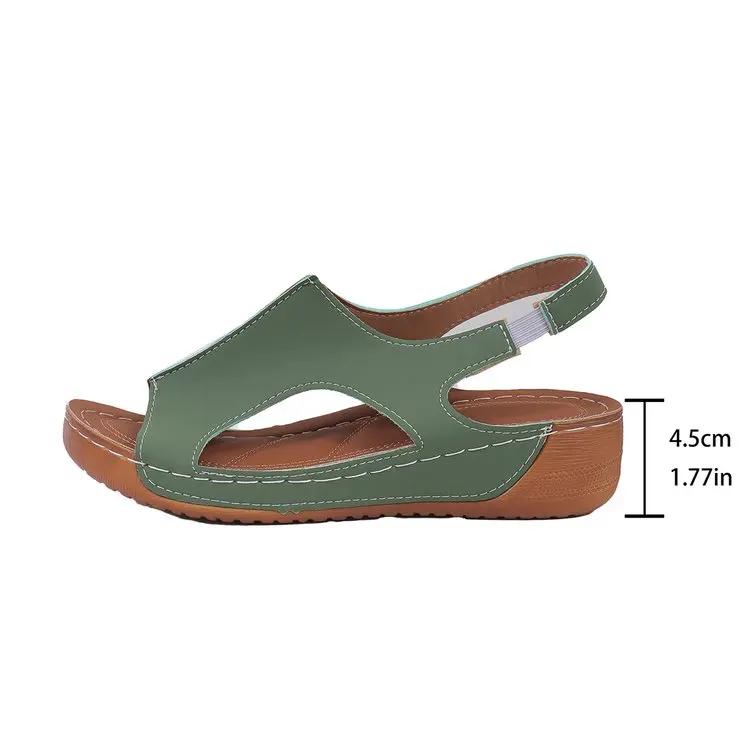 Mode Klassieke Retro Dames Sandalen 2024 Zomer Peep Toe Casual Outdoor Slippers Comfortabele Sleehak Romeinse Dames Schoenen Sandalias De Mujer