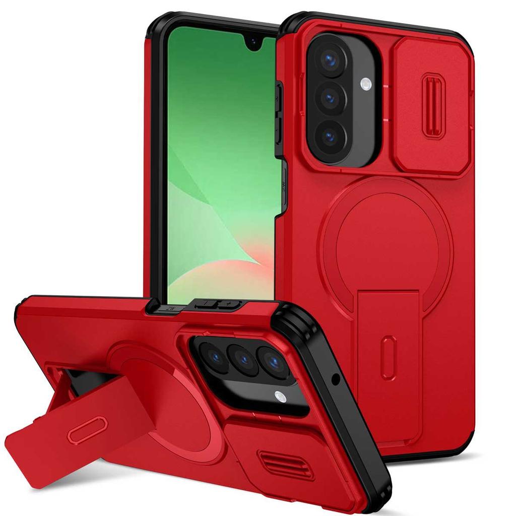 Voor Samsung Galaxy A57 A37 A17 A56 A36 A26 A16 A55 A35 A25 A15 Magnetische Ringhouder Schuifbare Camera Lens Bescherming Telefoonhoes