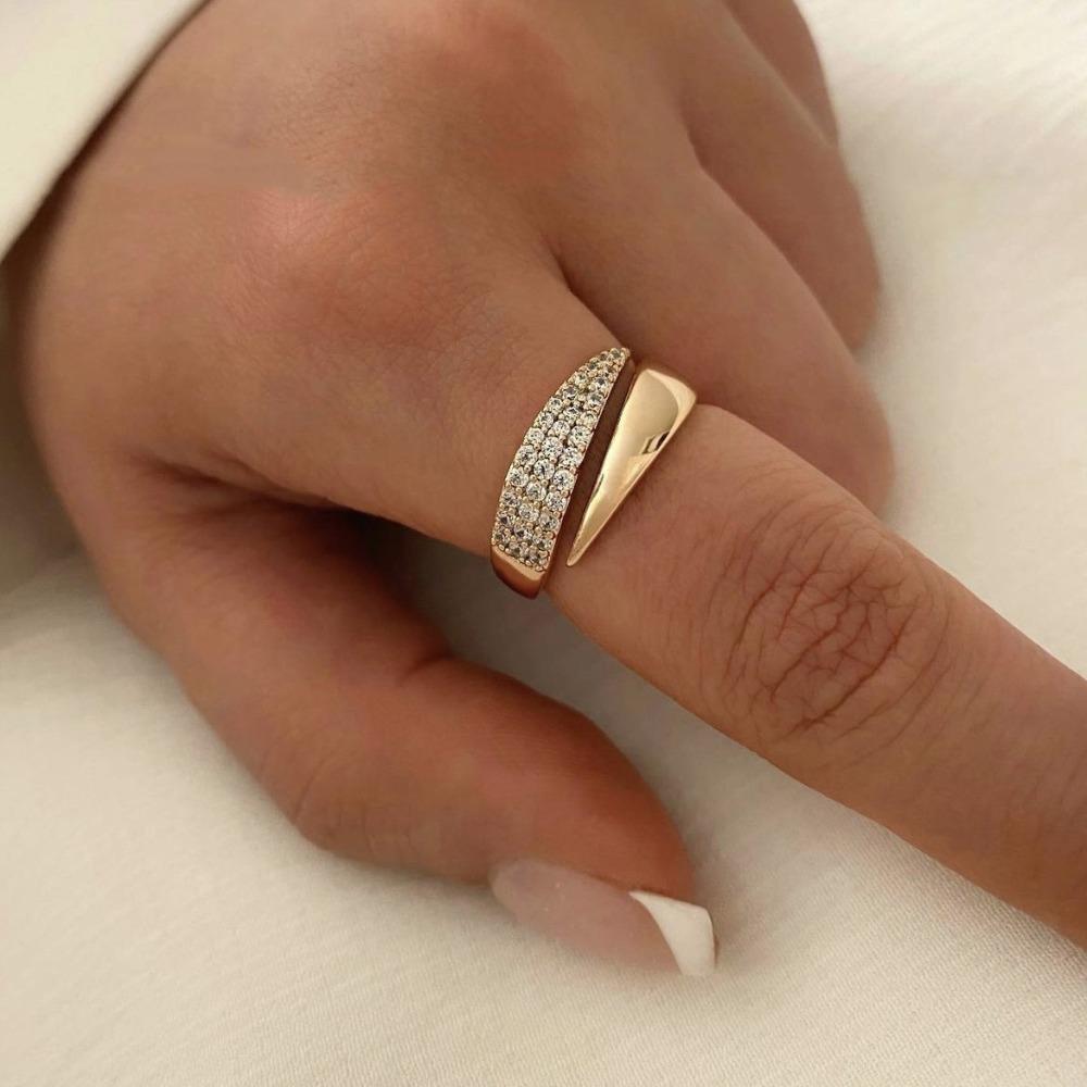 Fashion Irregular Geometry Full of Zircon Rings Personality Multilayer Index Finger Ring for Women Charm Jewelry Accessory Gifts