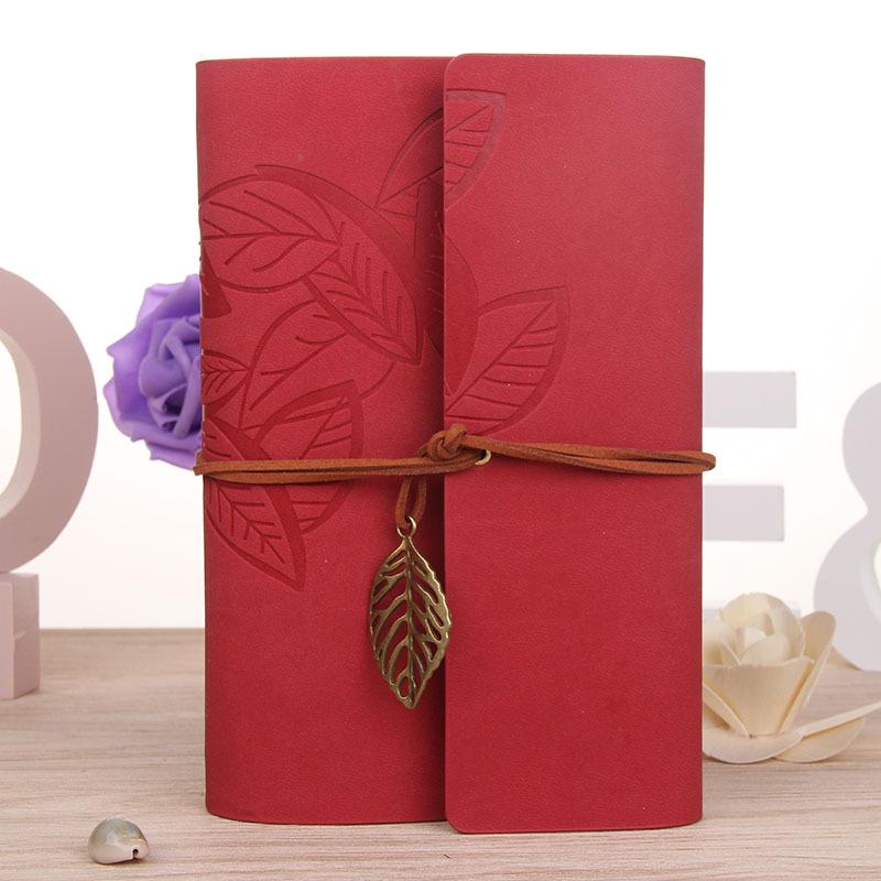 Retro Leaf Notebook School Office Stationery Diary Notepad Literature PU Leather Note Book Traveler Journal Planners Gifts