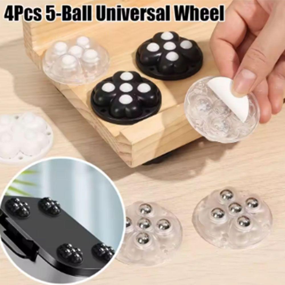 4Pcs Mute Furniture Casters Self Adhesive Universal Pulley Storage Box Roller for Storage Box