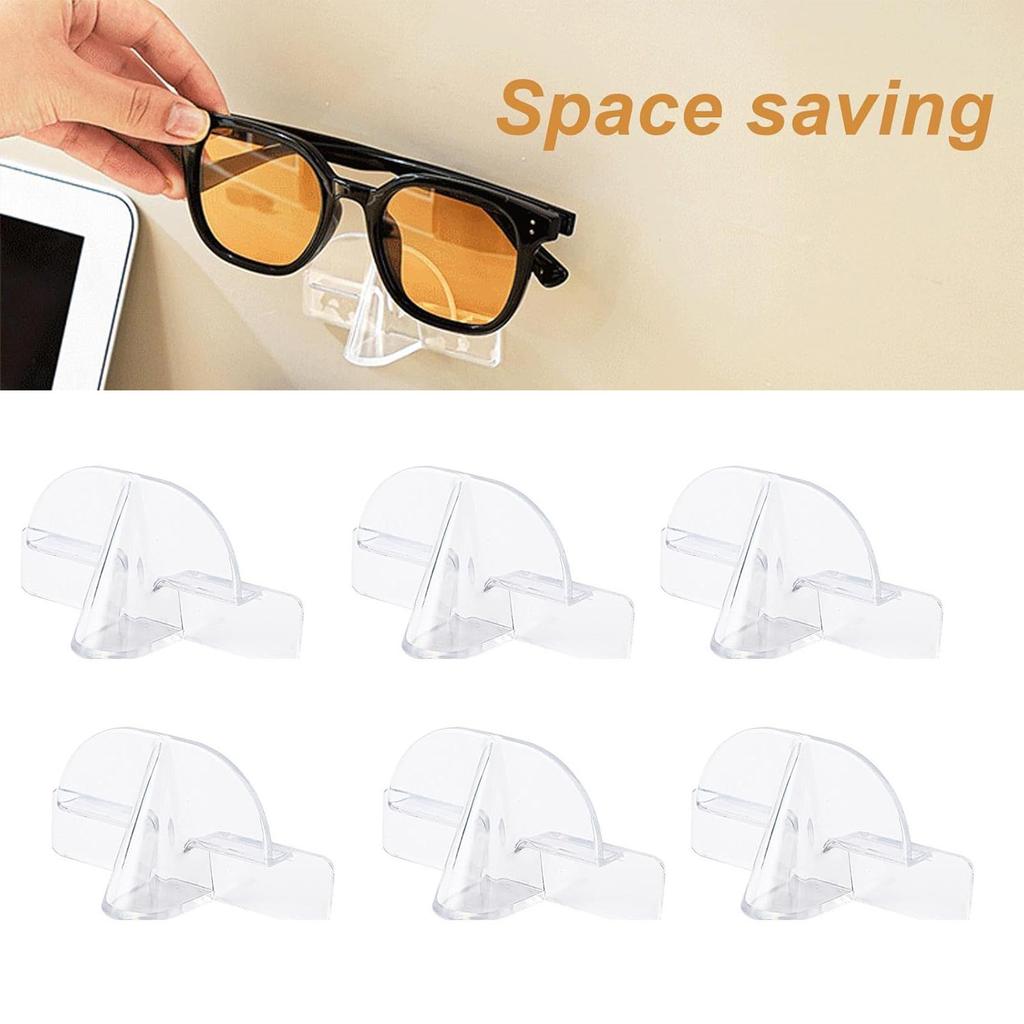 Pack Of 6 Sturdy Clear Wall Mounted Glasses Holders Self Adhesive Storage Rack For Doors Entrances And Living Rooms