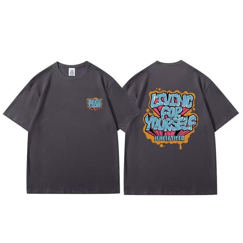 2025 Sommer und Herbst trendiges Hip-Hop-Print-T-Shirt locker und lässig kurzärmelig Herren und Damen Sportoberteil