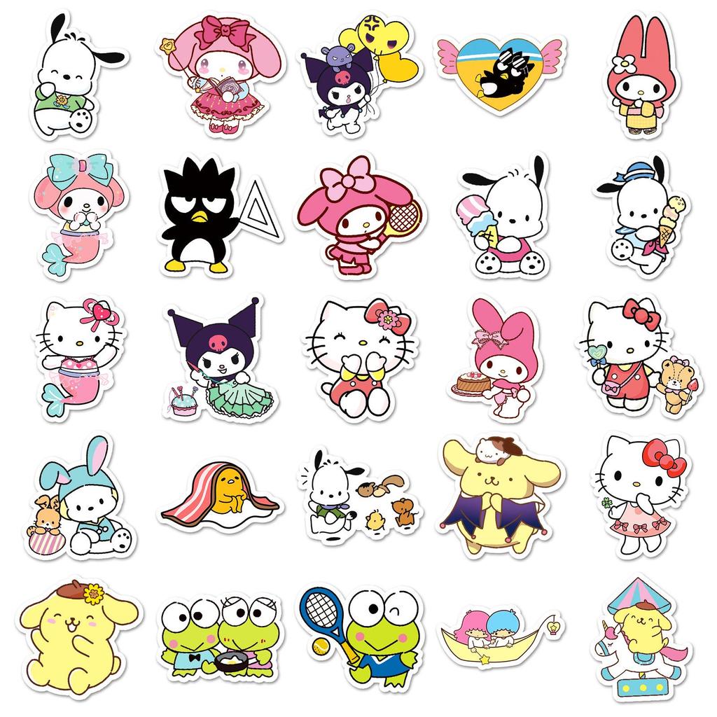 Sanrio Mixed Stickers: 50 Cute Japanese Manga Character Stickers for Car, Phone, and Planner