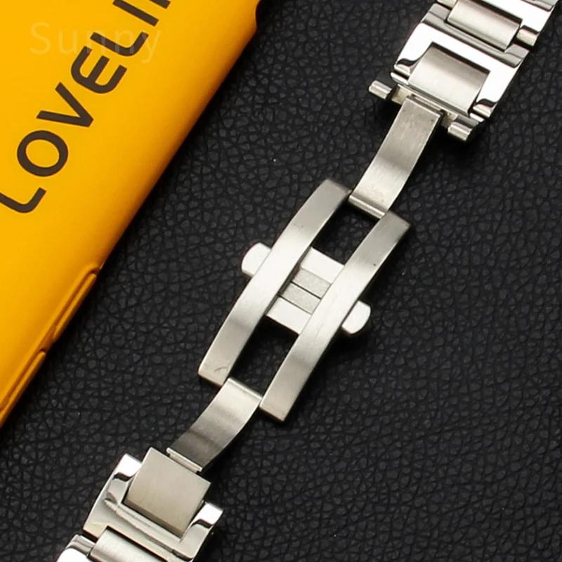 Stainless Steel Watch Strap for Cartier Blue Balloon Hand Men Women Steel Belt Raised Mouth Watchband Accessories 14.22mm