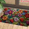 2D Flat 1pc Spring Floral Entrance Doormat with Non-slip Backing, Suitable for Entrance Doors, Bedrooms, Kitchens, and Bathroom Entrances as a