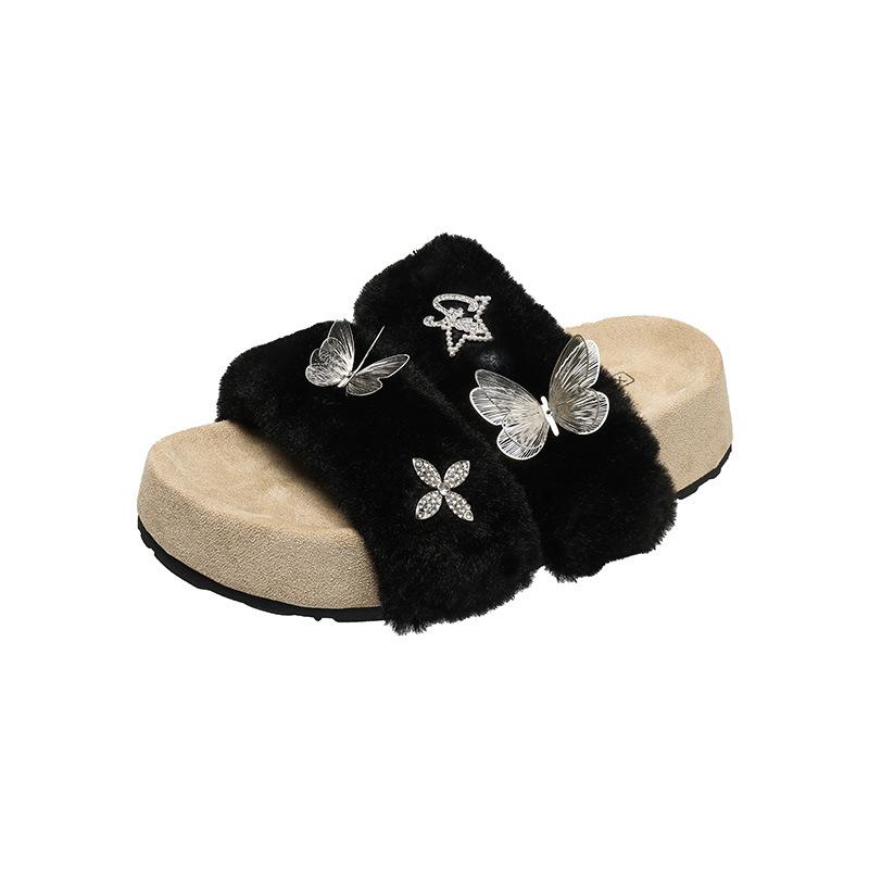In the Autumn and Winter of 2025, the New Mao Mao Thick-bottomed Comfortable Internet Celebrity Wears Cute Butterfly Stars Mao Mao Slippers