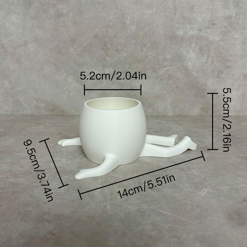 

Творческий маленький цветочный горшок для человека, суккулентный горшок для растений, пластиковый контейнер для настольного украшения, ручка, украшение для дома и сада белый