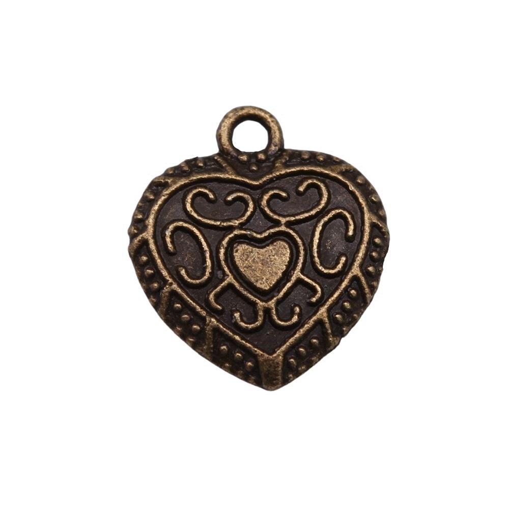 Filigree Heart Charms Antique Alloy Pendants For Vintage Floral Jewelry