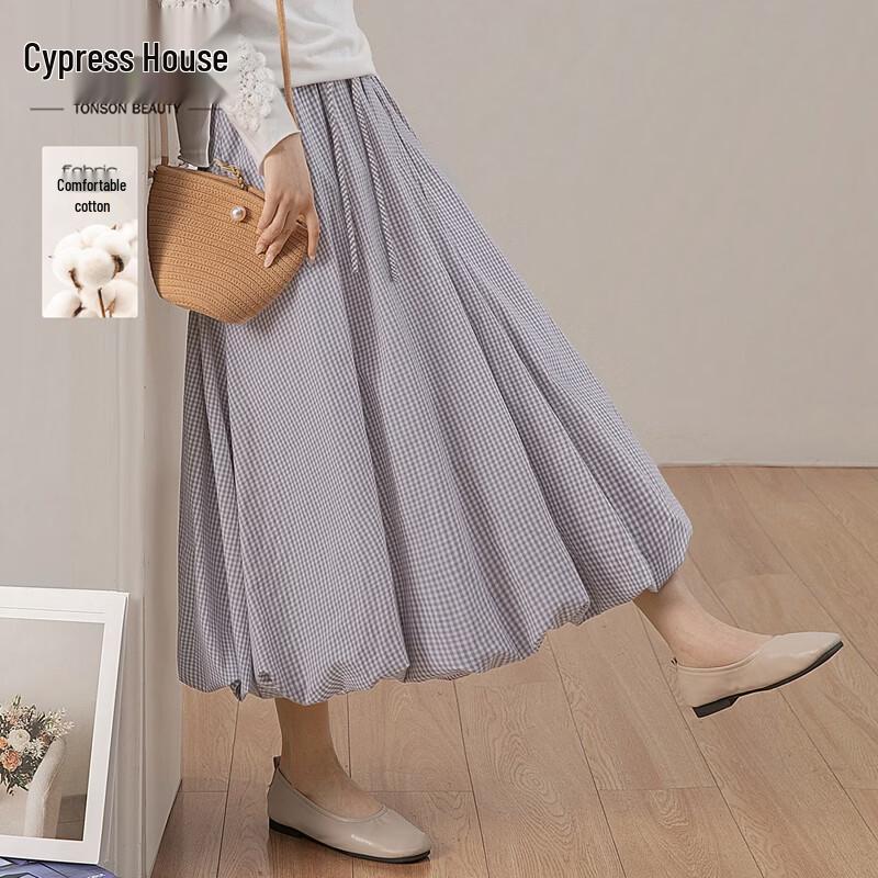 

Женская клетчатая юбка-миди А-силуэта с высокой талией L